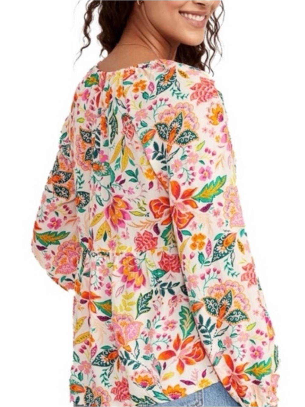 Tropical Peasant Blouse Women's L - Picture 10 of 11